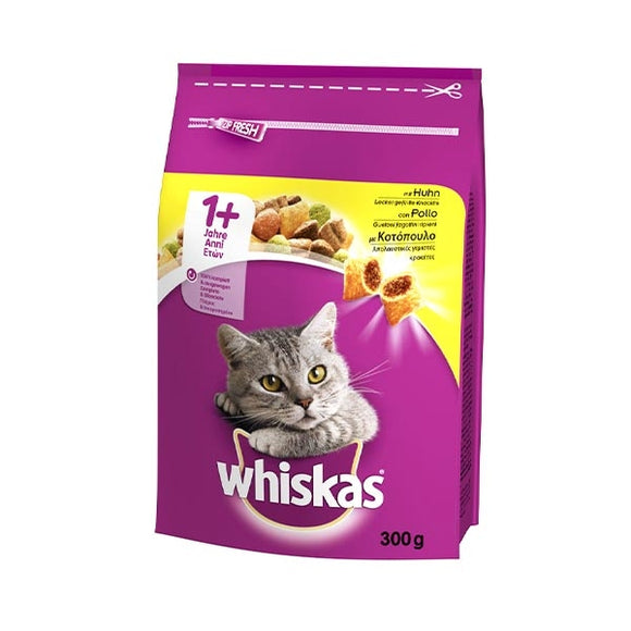 Whiskas - Alimento per gatti - Croccantini per gatto adulto 1+ POLLO 300gr