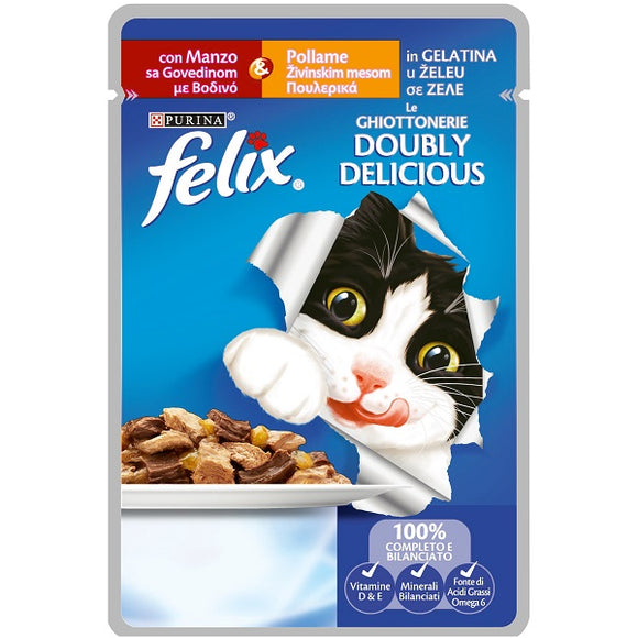 Purina - Alimento per gatti - Felix Le GHIOTTONERIE Doubly Delicious 100gr