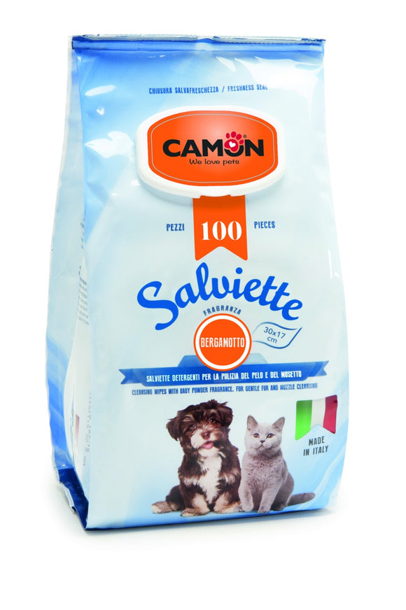 Camon - Articolo per cani e per gatti - Salviette al bergamotto Maxi formato
