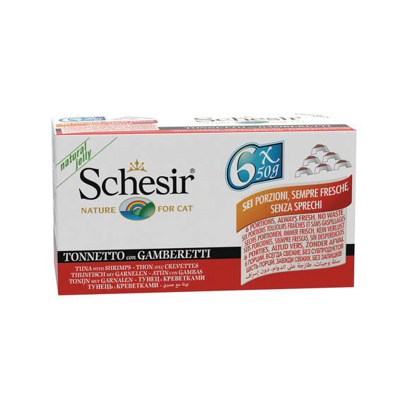 Schesir - Alimento per gatti - Tonnetto con gamberetti multipack 6x50gr