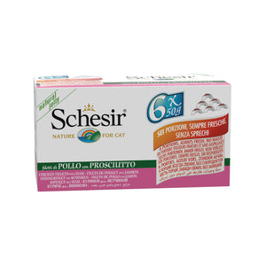 Schesir - Alimento per gatti - Filetti di pollo con prosciutto multipack 6x50gr