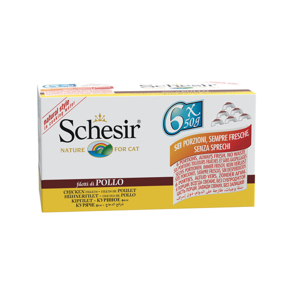 Schesir - Alimento per gatti - Filetti di pollo al naturale multipack 6x50gr