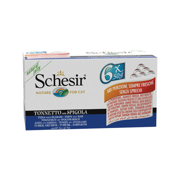 Schesir - Alimento per gatti - Tonnetto con spigola multipack 6x50gr