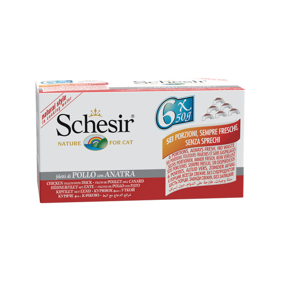 Schesir - Alimento per gatti - Filetti di pollo con anatra multipack 6x50gr