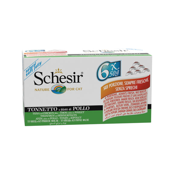 Schesir - Alimento per gatti - Tonnetto e filetti di pollo multipack 6x50gr