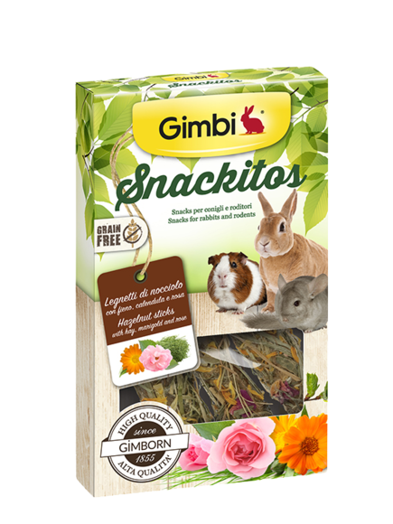 Gimbi - Alimento per roditori - Snackitos Legnetti di nocciolo 3pz