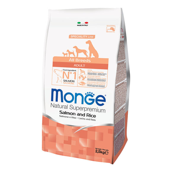 Monge - Alimento per cani - All Breeds Adult SALMONE/RISO 2,5kg