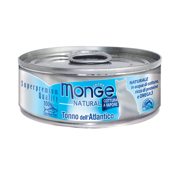 Monge - Alimento per gatti - NATURAL TONNO DELL'ATLANTICO 80gr