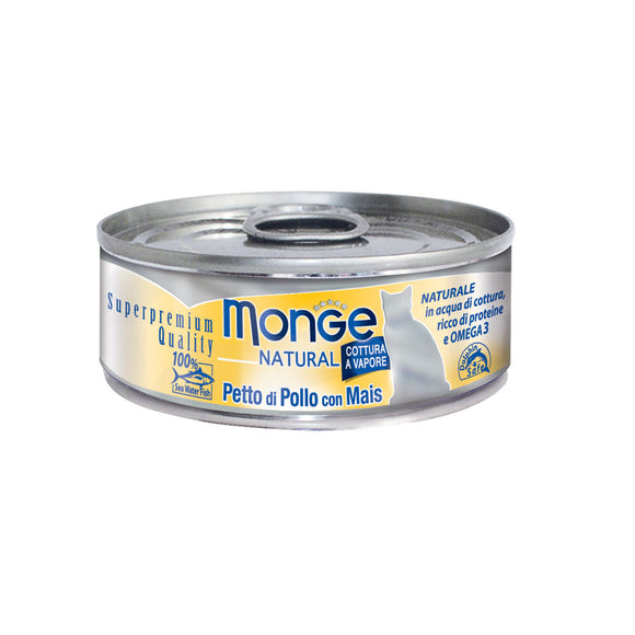 Monge - Alimento per gatti - NATURAL PETTO DI POLLO/MAIS 80gr