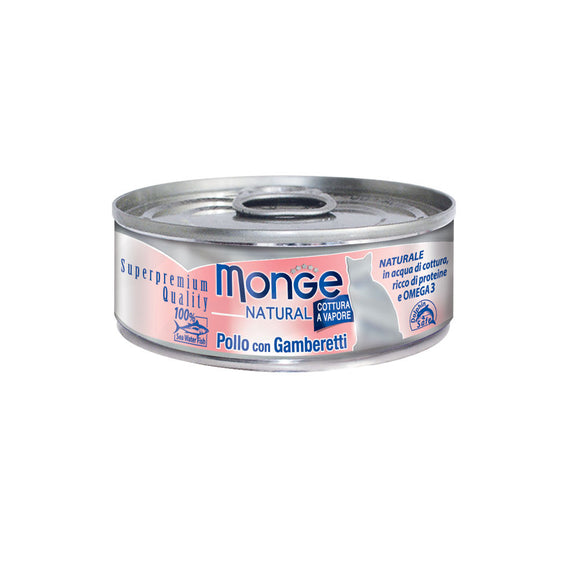 Monge - Alimento per gatti - NATURAL POLLO/GAMBERETTI 80gr