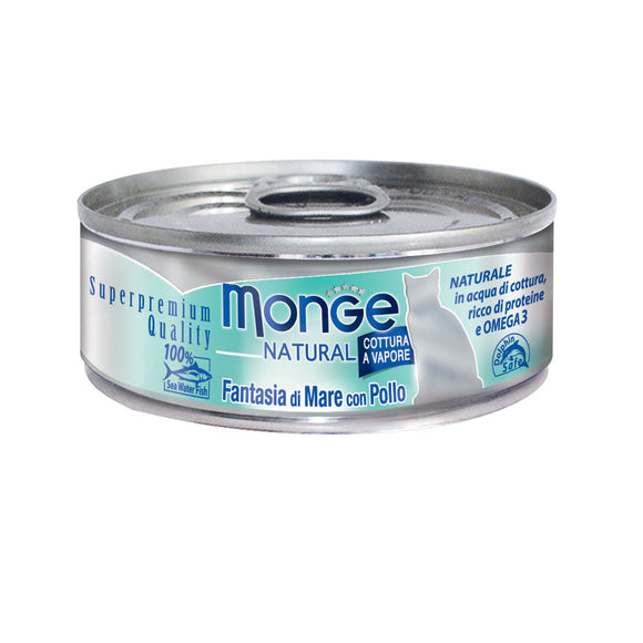 Monge - Alimento per gatti - NATURAL FANTASIA DI MARE CON POLLO 80gr