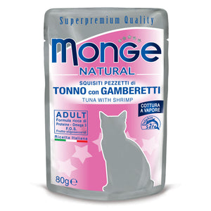 Monge - Alimento per gatti - TONNO/GAMBERETTI 80gr