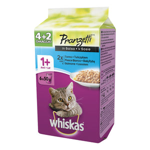 Whiskas - Alimento per gatti - Pranzetti Pesce in salsa 1+ 6x50 gr. 4+2 Omaggio