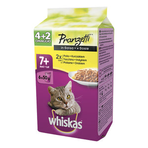 Whiskas - Alimento per gatti - Pranzetti Carni Bianche in Salsa 1+ 6x50gr 4+2 omaggio