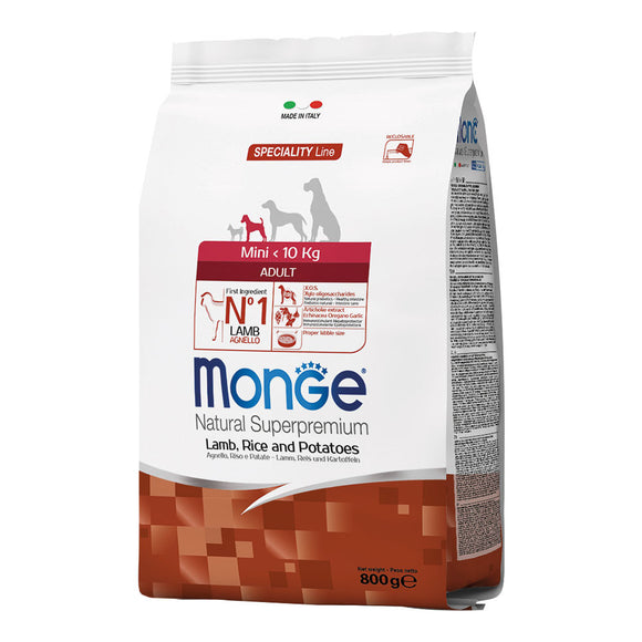 Monge - Alimento per cani - Natural Extra small Adult AGNELLO/RISO/PATATE 800gr