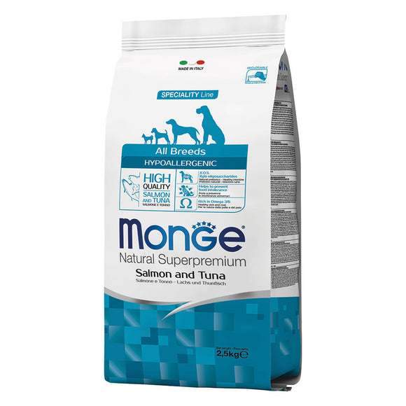 Monge - Alimento per cani - Hypoallergenic SALMONE/TONNO 2,5kg