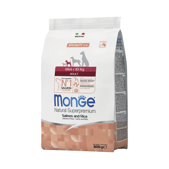 Monge - Alimento per cani - Natural Mini Adult SALMONE/RISO 800gr