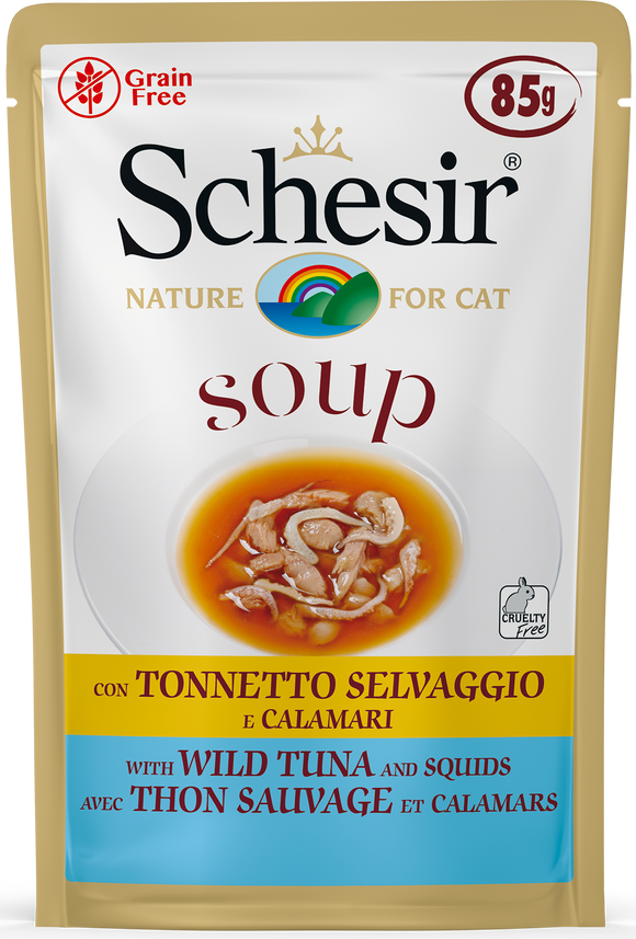 Schesir - Alimento per gatti - Con Tonnetto Selvaggio e Calamari 85gr