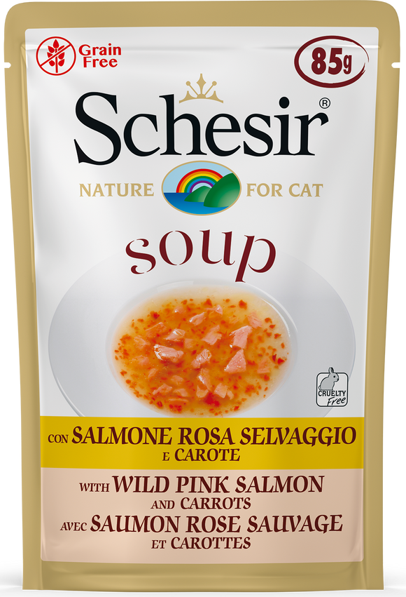 Schesir - Alimento per gatti - Con Salmone Rosa Selvaggio e Carote 85gr