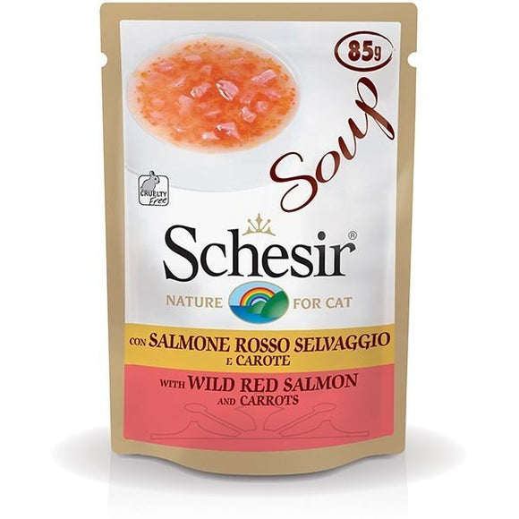 Schesir - Alimento per gatti - Soup con Salmone Rosso e Carote 85 gr