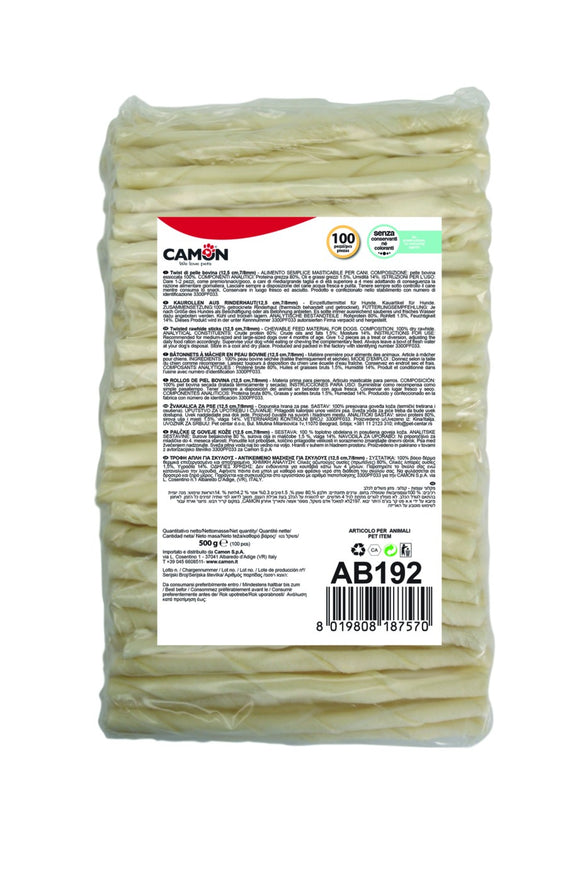 Camon - Alimento per cani - Twist in pelle bovina 9/10 mm 100pz