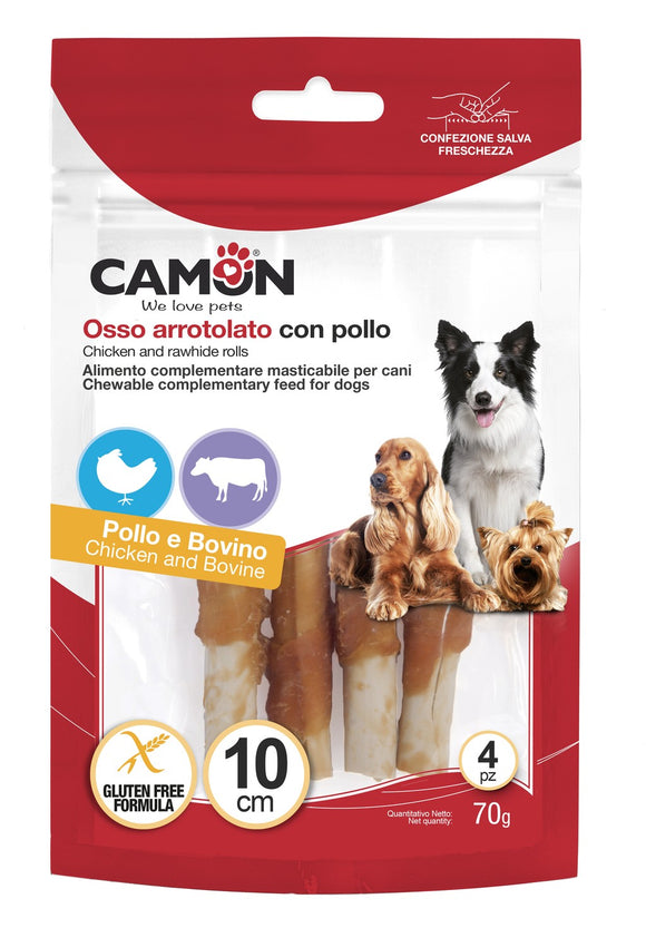 Camon - Alimento per cani - Twist con pollo e pelle bovina 70gr 4pz