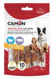 Camon - Alimento per cani - Twist bicolore con pollo e pelle di bovino 70gr 5pz