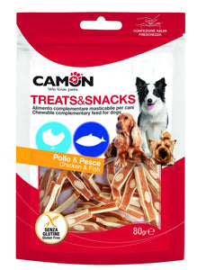 Camon - Articolo per cani - Bocconcini al pollo, pesce e formaggio da 80gr