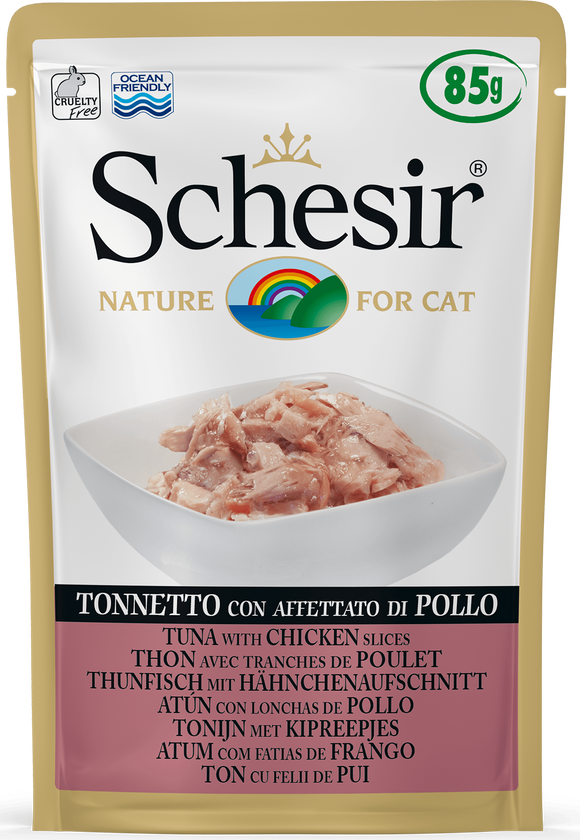 Schesir - Alimento per gatti - Tonnetto con Affettato di Pollo 85gr