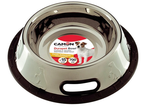 Camon - Articolo per cani - Ciotola in acciaio antirovesciamento
