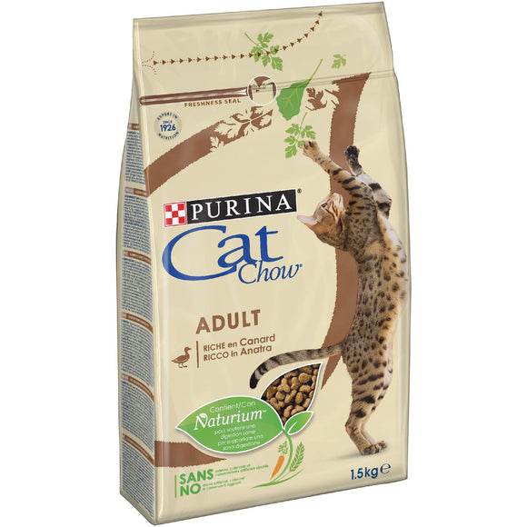 Purina - Alimento per gatti - CAT CHOW Adult Crocchette ricco in Anatra 1,5kg
