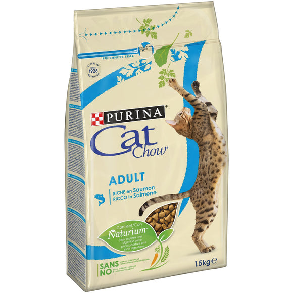 Purina - Alimento per gatti - CAT CHOW Adult Crocchette ricco in Salmone 1,5kg
