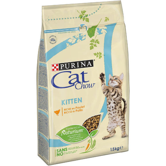 Purina - Alimento per gatti - CAT CHOW Kitten Crocchette ricco in Pollo 1,5kg