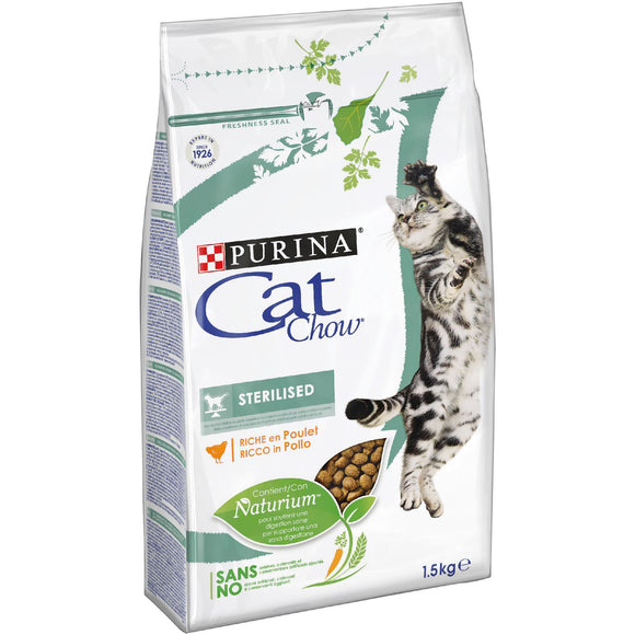 Purina - Alimento per gatti - CAT CHOW Sterilized Crocchette ricco in Pollo 1,5kg