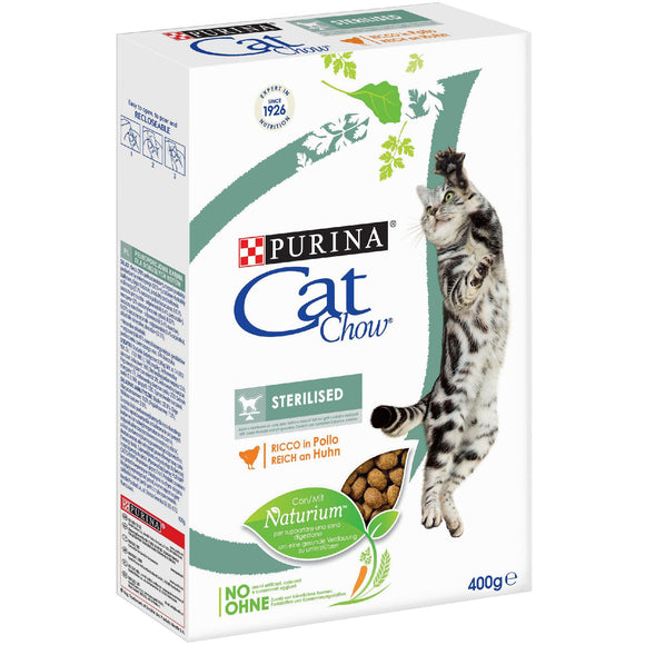 Purina - Alimento per gatti - CAT CHOW Sterilized Crocchette ricco in Pollo 400gr