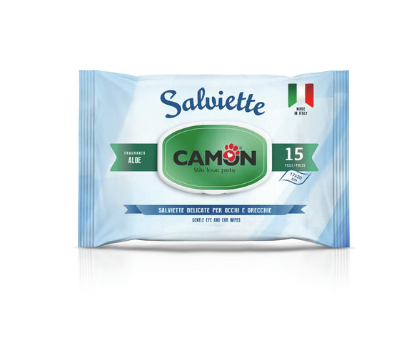 Camon - Articolo per cani e per gatti - 15 Salviette detergenti per occhi