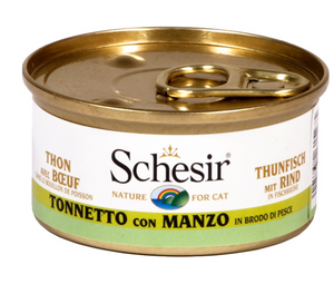 Schesir - Alimento per gatti - Tonnetto con manzo in brodo di pesce 70gr