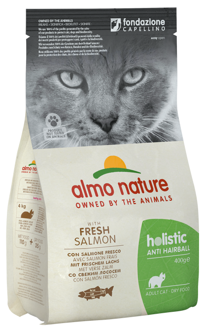 Almo Nature - Alimento per gatti - Holistic Anti-hairball con Salmone e Pollo Fresco 400gr/2kg