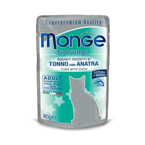 Monge - Alimento per gatti - TONNO/ANATRA 80gr