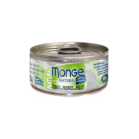 Monge - Alimento per gatti - NATURAL TONNO DEL PACIFICO CON POLLO 80gr