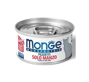 Monge - Alimento per gatti - pezzetti solo MANZO 80gr