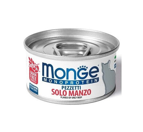 Monge - Alimento per gatti - pezzetti solo MANZO 80gr