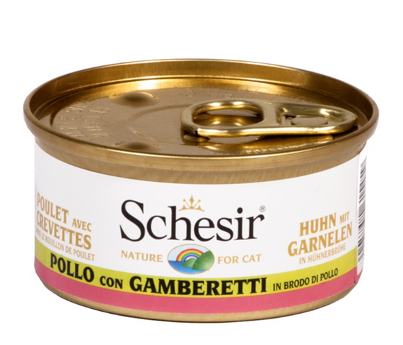 Schesir - Alimento per gatti - Pollo con gamberetti in brodo di pollo 70gr