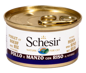 Schesir - Alimento per gatti - Filetti di pollo con filetti di manzo e riso al naturale 85gr