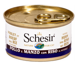 Schesir - Alimento per gatti - Filetti di pollo con filetti di manzo e riso al naturale 85gr