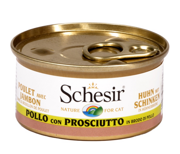 Schesir - Alimento per gatti - Pollo con prosciutto in brodo di pollo70gr