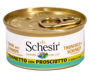 Schesir - Alimento per gatti - Tonnetto con prosciutto in brodo di pesce 70gr