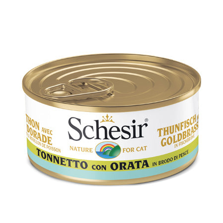 Schesir - Alimento per gatti - Tonnetto con orata in brodo di pesce 70gr