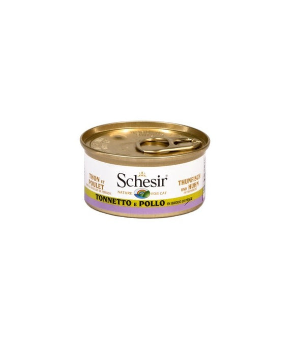Schesir - Alimento per gatti - Tonnetto e pollo in brodo di pesce 70 gr