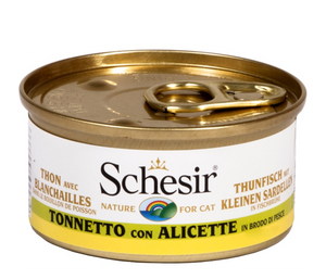 Schesir - Alimento per gatti - Tonnetto con alicette in brodo di pesce 70gr